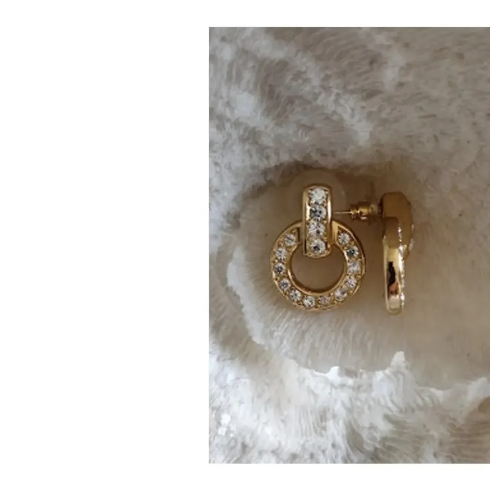 Christian Dior Goldtone & Rhinestone Post Earrings‎ with Rhinestones
